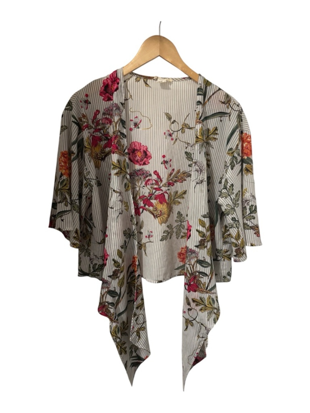 Women’s Ivy & Main Floral Striped Short Sleeve Wrap Top Size Small